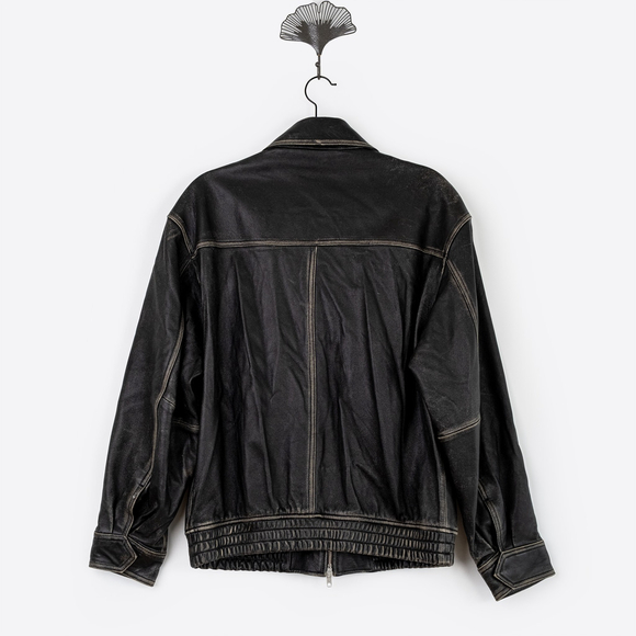 DUNST Blouson Lamb Leather Bomber Jacket Black Brushed Women's $600 - Size L - Picture 6 of 13